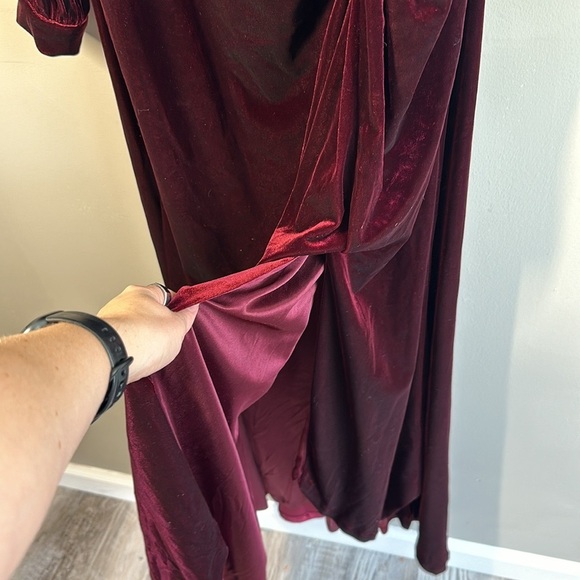 Revelry One-Shoulder Burgundy Maxi Dress - Picture 7 of 10